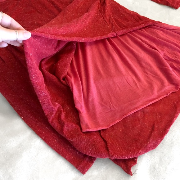 NEW Boho Red and Pink Layered Turtleneck Sweater - Picture 4 of 6